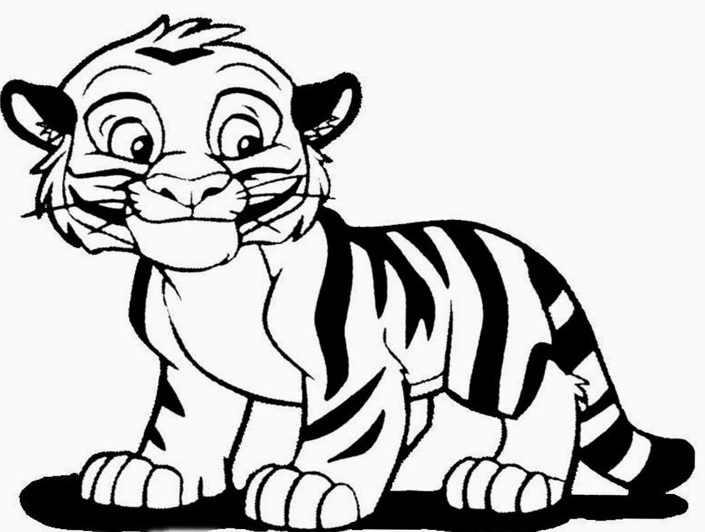 White Tiger Cute Pencil And In Color Clipart