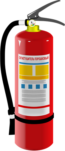 Of Fire Extinguisher With Label In Russian Clipart