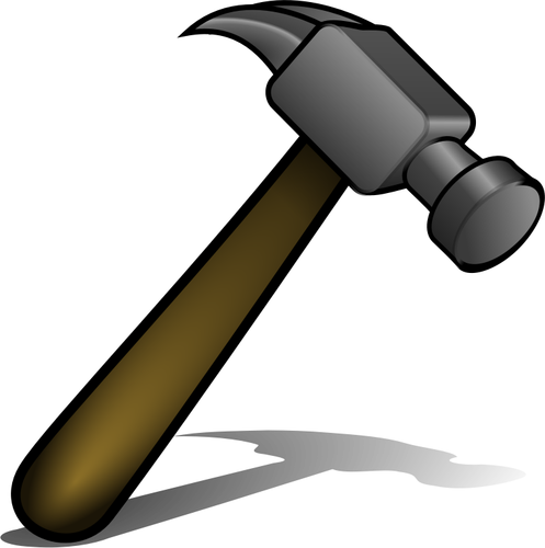 Of Brown Handle Hammer With Shadow Clipart