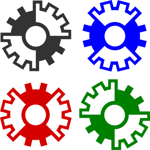 Of 4 Colored Gear Wheels Clipart