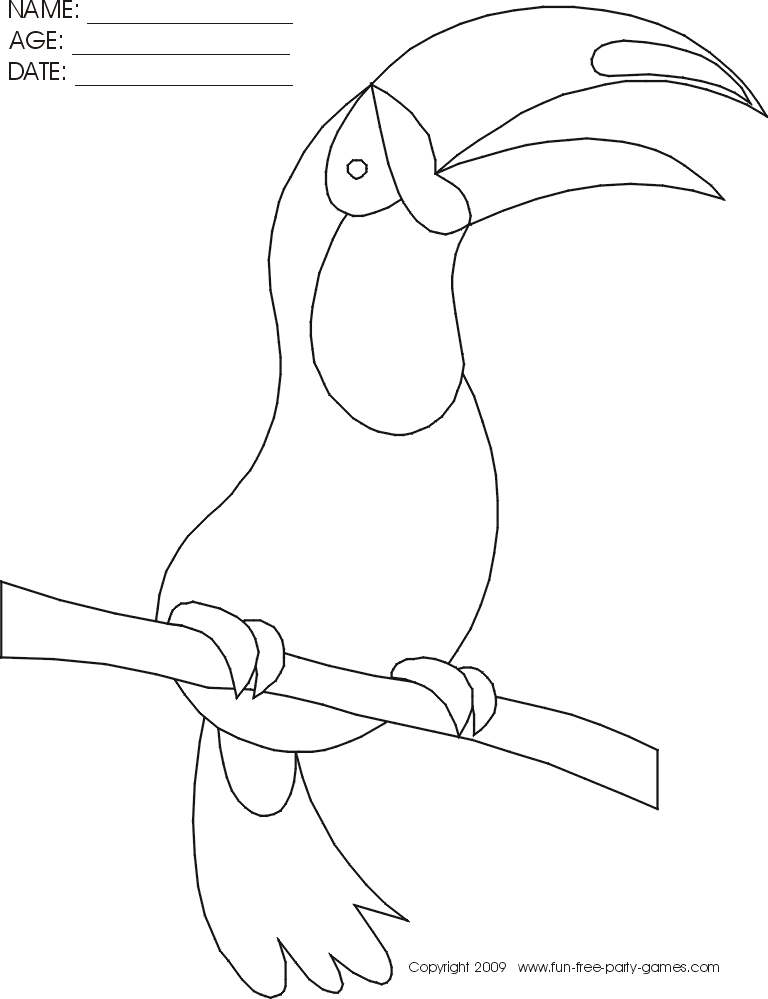 Free Coloring Activity Cartoon Toucan With Open Clipart