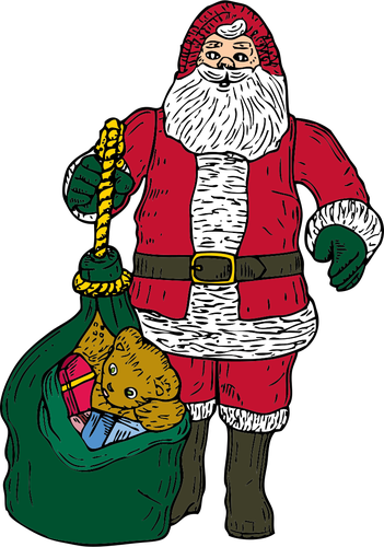 Santa Claus And Gift Bag Clipart