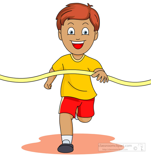 Track And Field Boy Crossing Finish Line Clipart