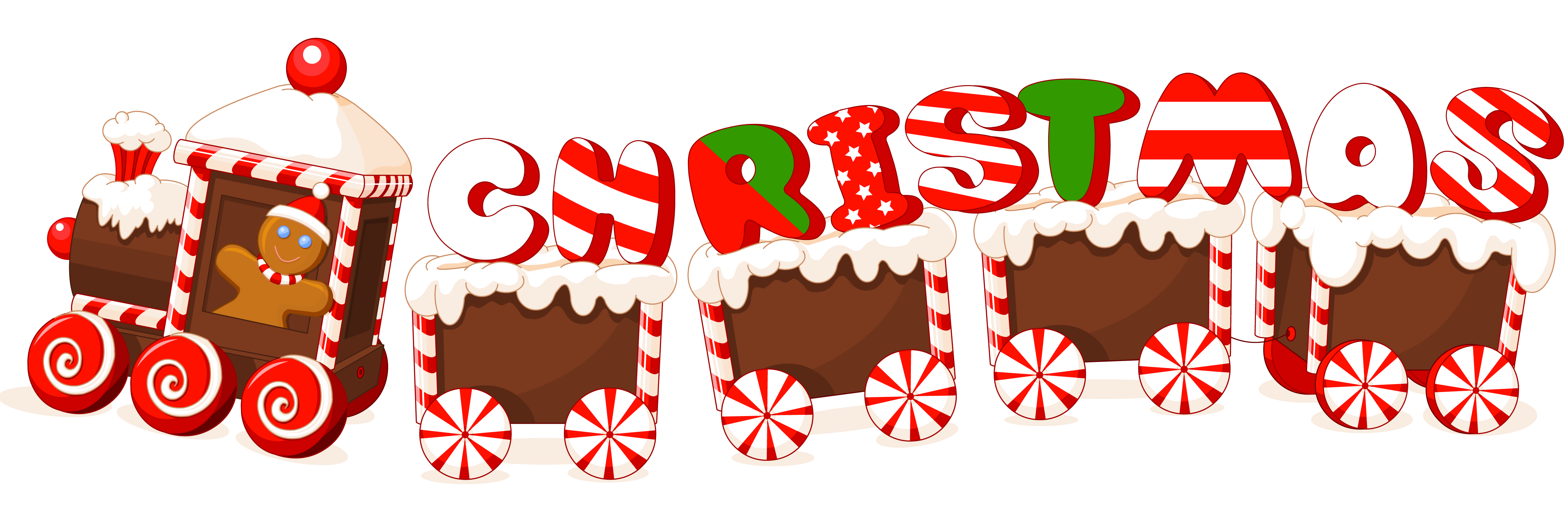 Text Candy Label Train Merry Year Christmas Clipart