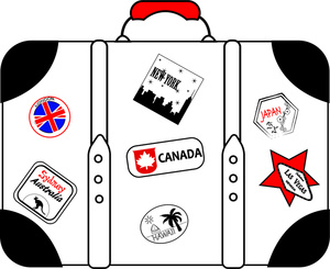 Travel Image Suitcase With Stickers From The Clipart