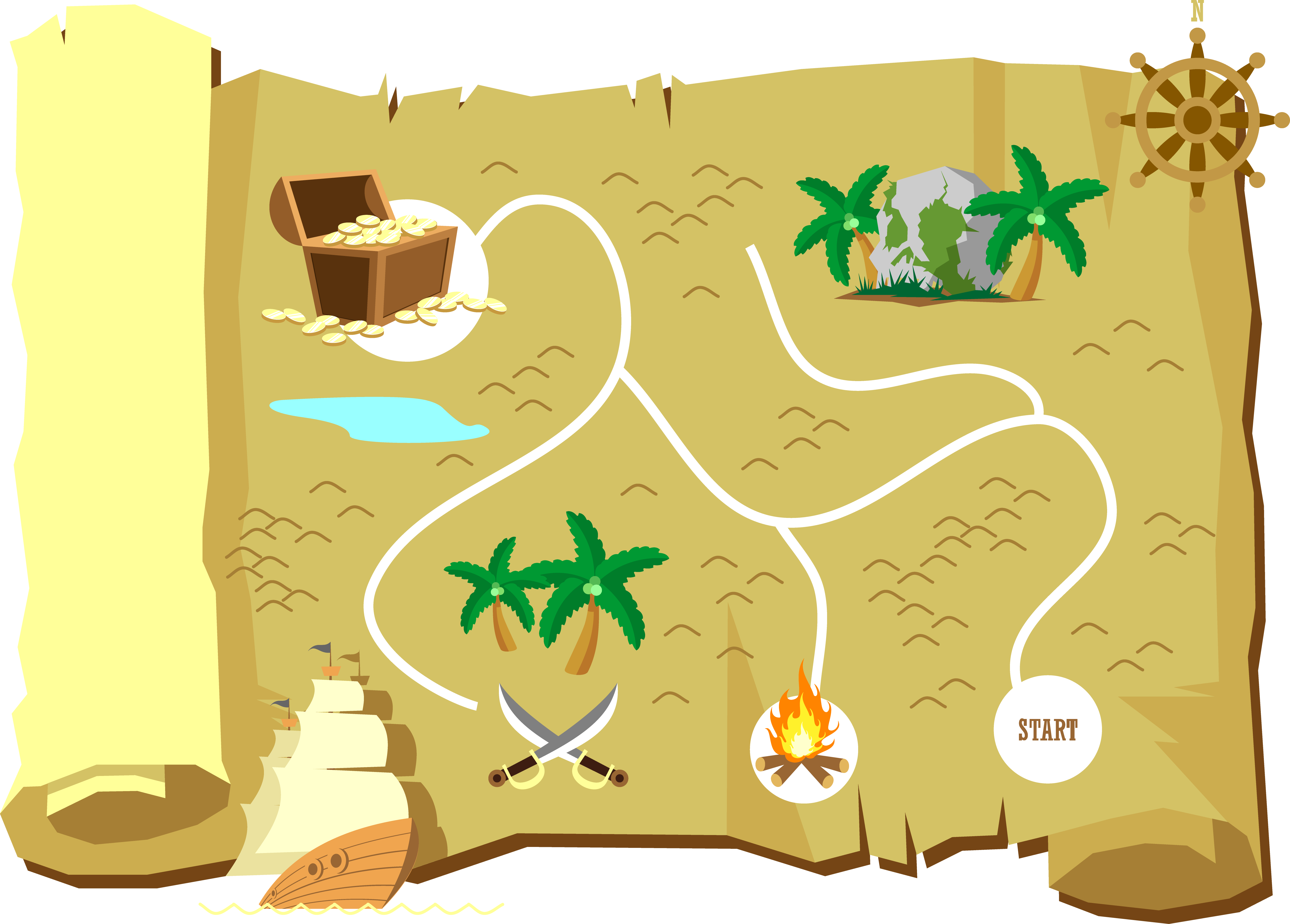 Map For Island Treasure Looking Maps Clipart