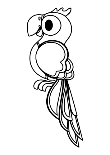 Parrot With Long Tail In Black And White Clipart
