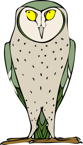 Of Big Grey Owl With Yellow Eyes Clipart
