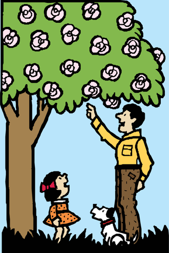 Father And Daughter Under Tree Clipart