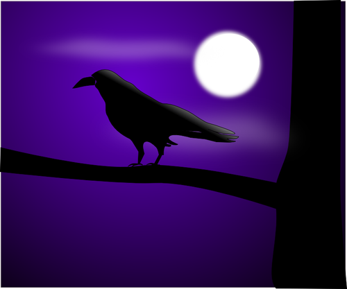 Raven At Full Moon Clipart