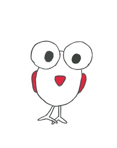 Big Eyed Bird Color Illustration Clipart