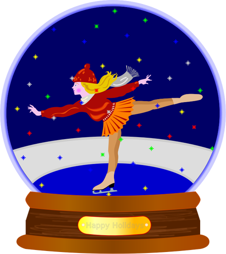 Of Ice Skate Girlsnow Globe Ornament Clipart