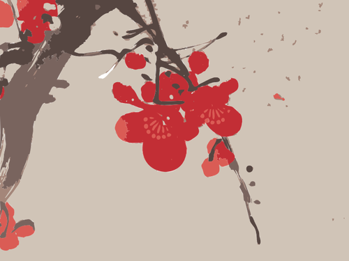Background With Plum Blossom Clipart