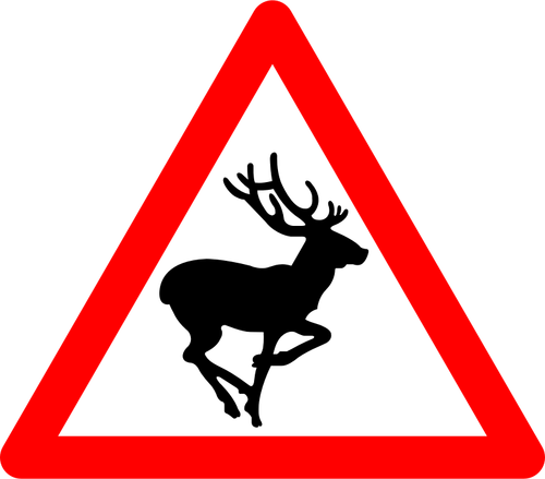 Of Deer Crossing Warning Road Sign Clipart