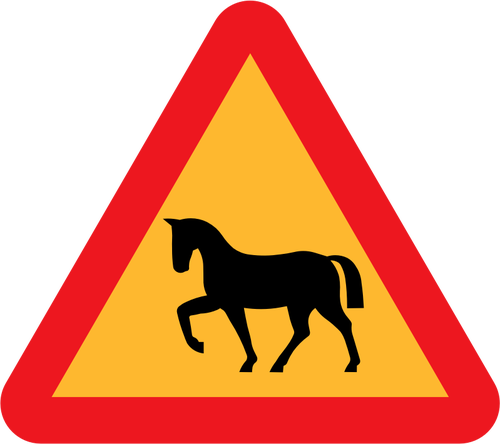 Horse On Road Traffic Sign Clipart