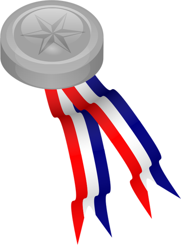 Platinum Medal With Blue, White And Red Ribbon Clipart