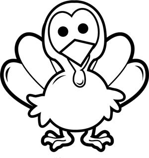 Happy Thanksgiving Turkey Black And White Clipart