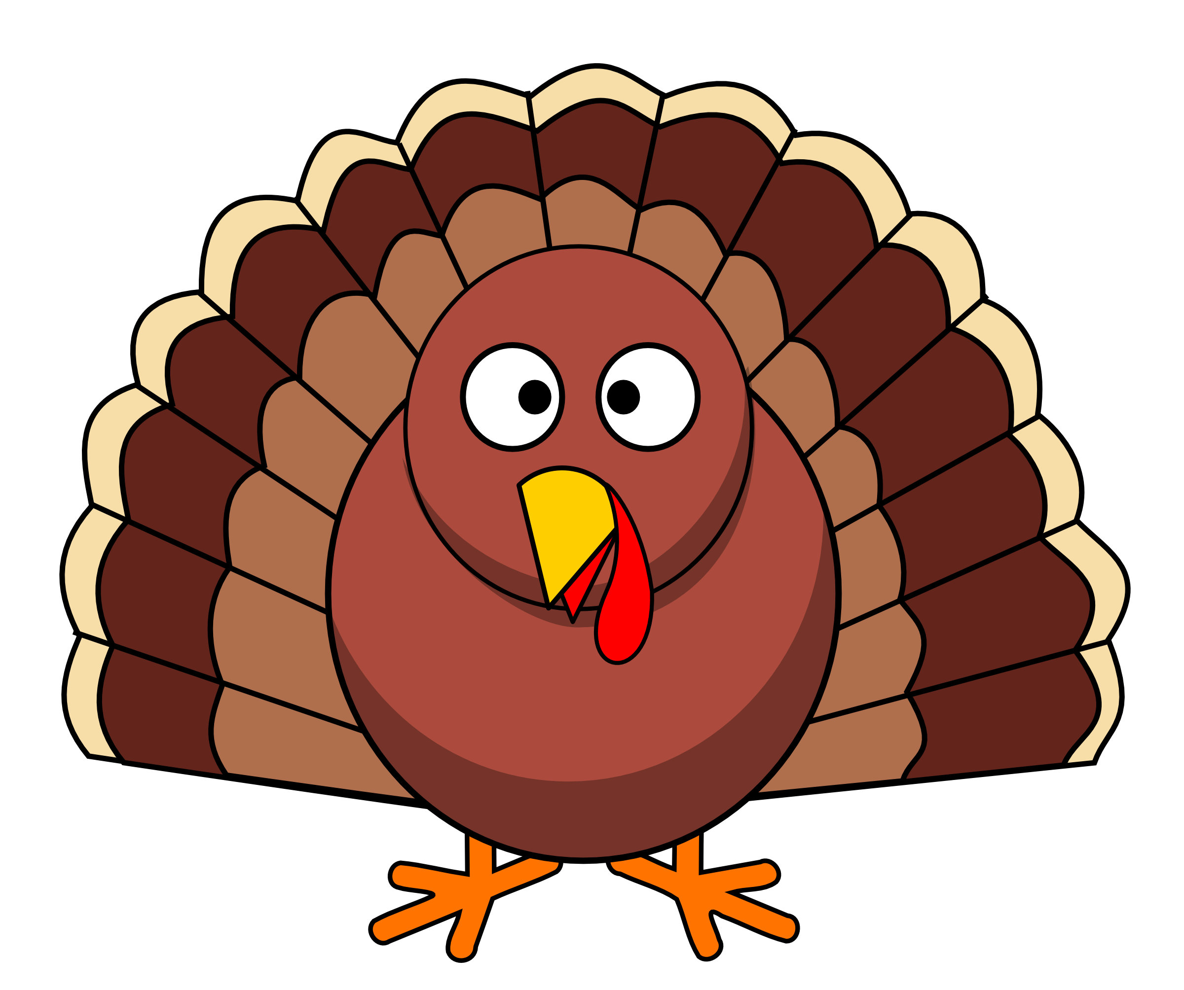 Happy Thanksgiving Turkey Black And White Clipart