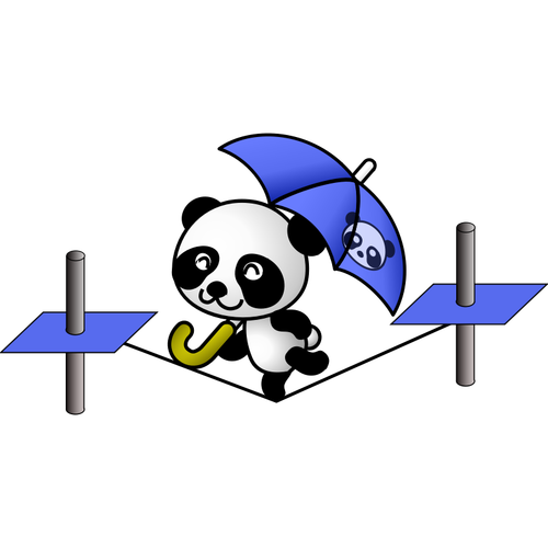 Panda On A Tightrope Clipart