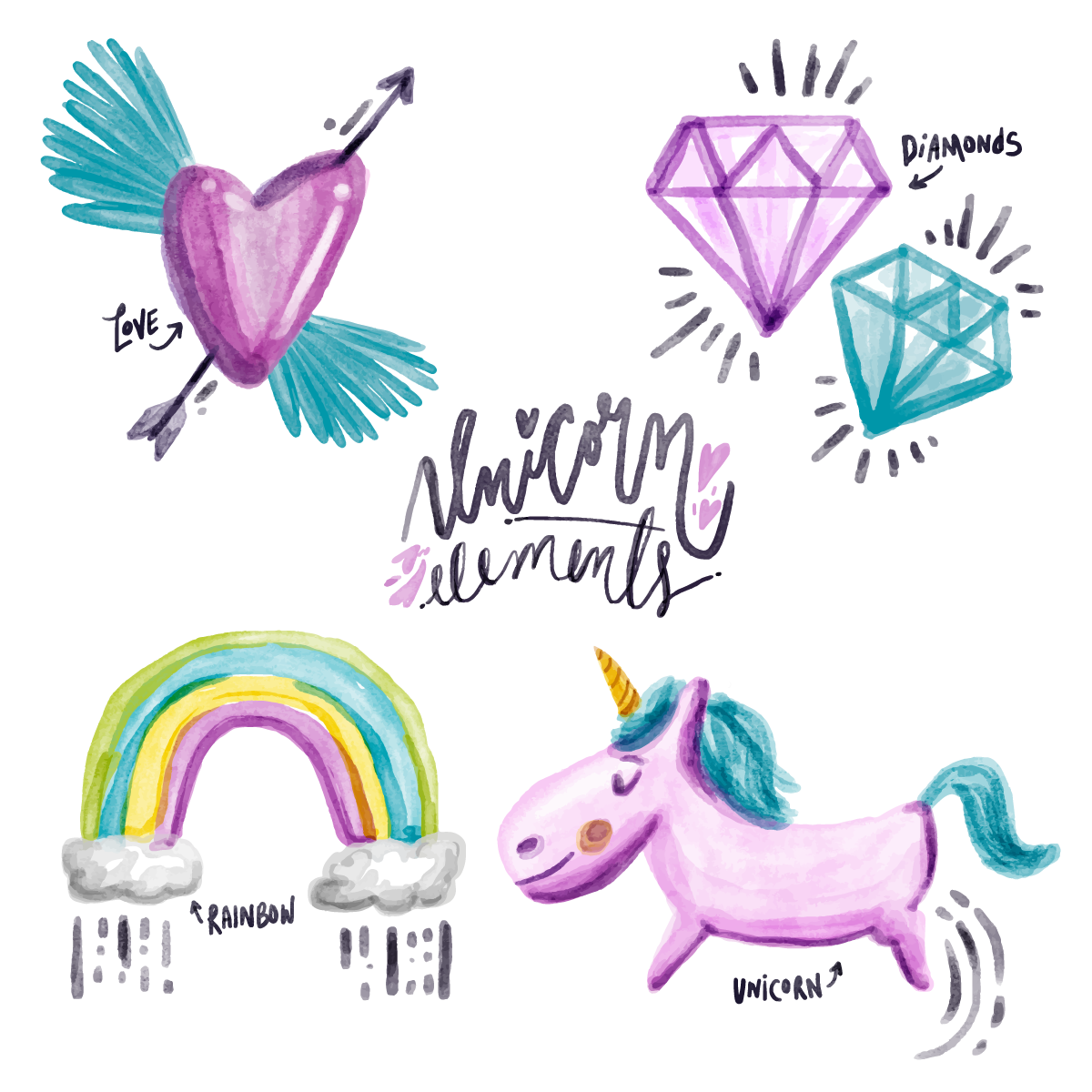 Watercolor Painted Vector Painting Unicorn Free Download PNG HD Clipart