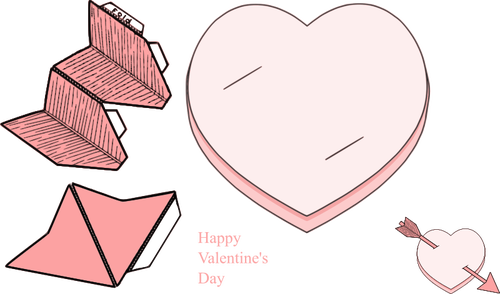 Valentine'S Day Paper Heart And Arrow Collection Clipart