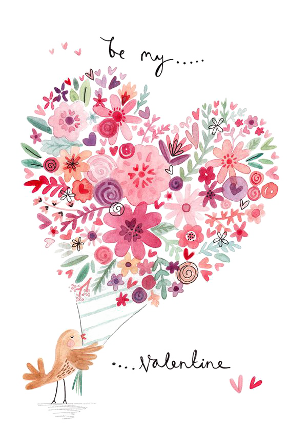 Illustrator Valentines Greeting Illustration T-Shirt Love Flowers Clipart