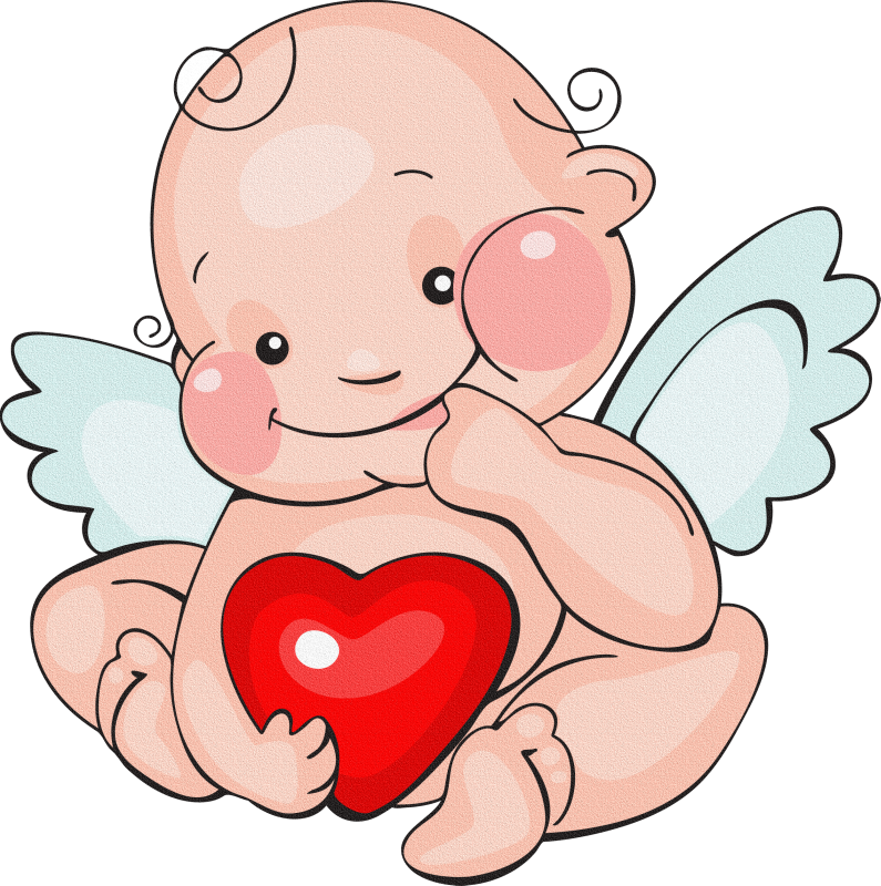 February Love 14 Angel Valentines Baby Day Clipart