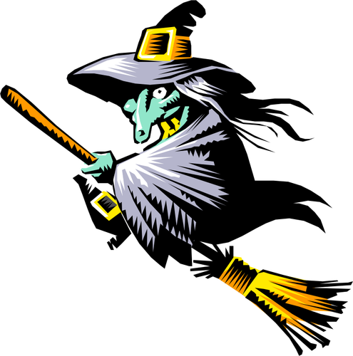 Witch With Broom Clipart