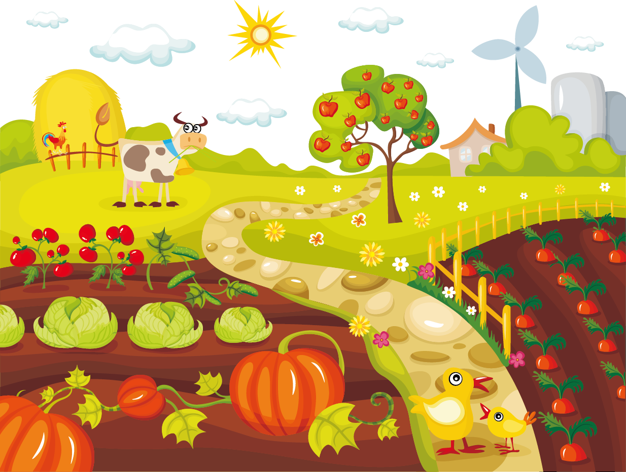 And Organic Food Chickens Farm Vector Cattle Clipart