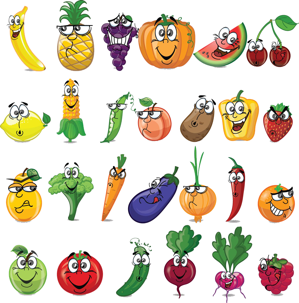 Vegetable Fruit Combination Cartoon Illustration PNG File HD Clipart