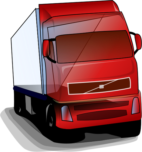 Of Red Truck On The Road Clipart