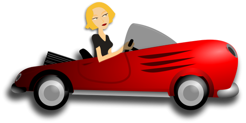 Blondie Girl Driving Coupe Clipart
