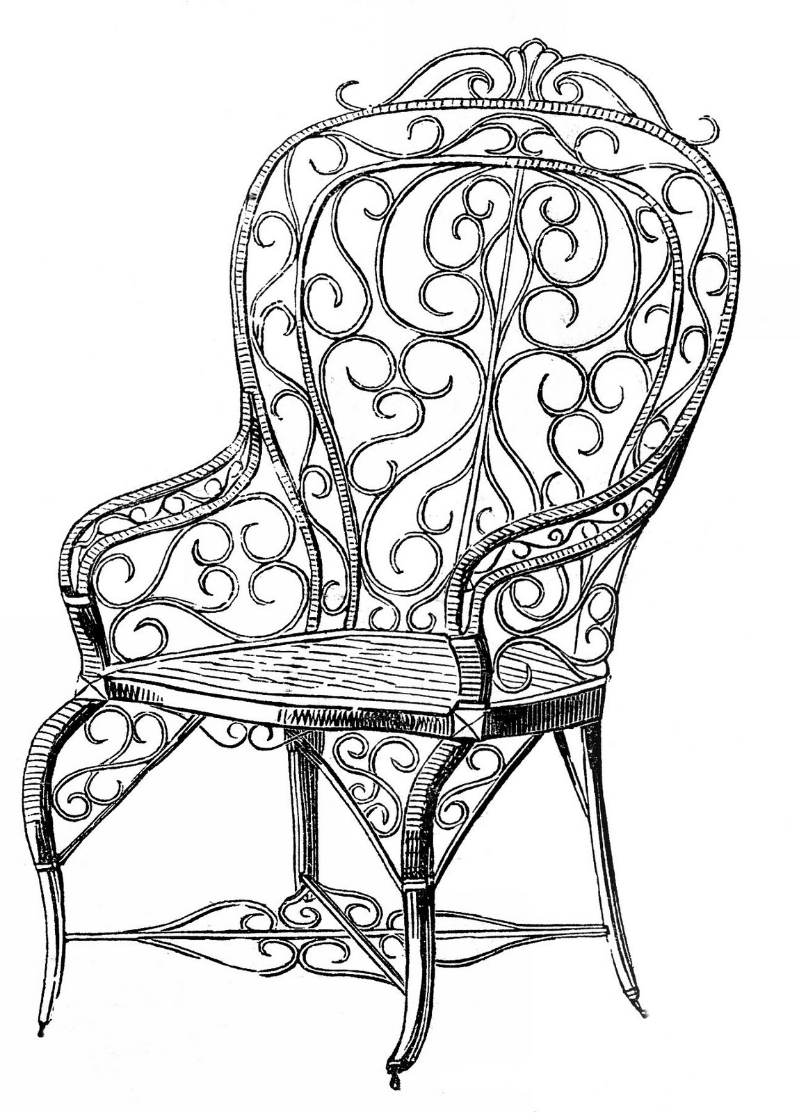 Vintage Wicker Garden Chair The Graphics Fairy Clipart