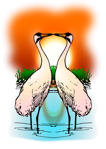 Two Love Whooping Crane Clipart