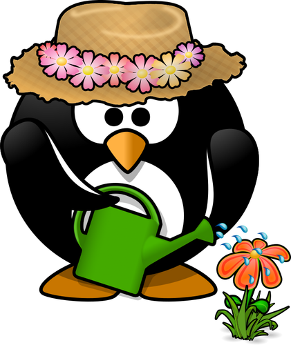 Penguin Gardener Clipart