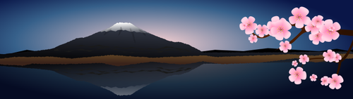 Japan Evening Landscape Clipart