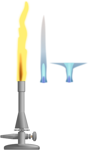 Of Laboratory Burner With 3 Different Flames Clipart