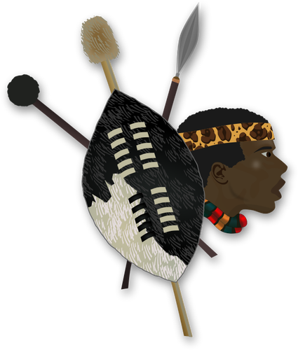 Of Items And Head Of A Zulu Warrior Clipart