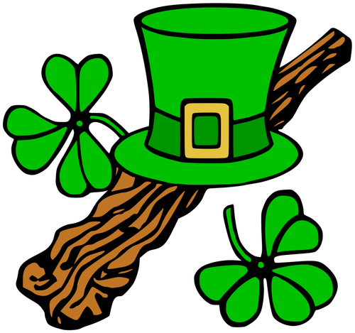 Hat And Shillelagh Color Clipart