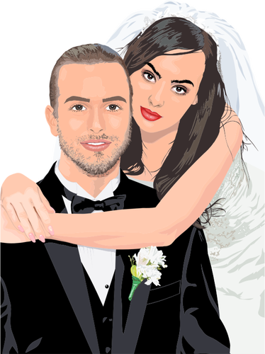 Bride And Groom Wedding Portrait Clipart