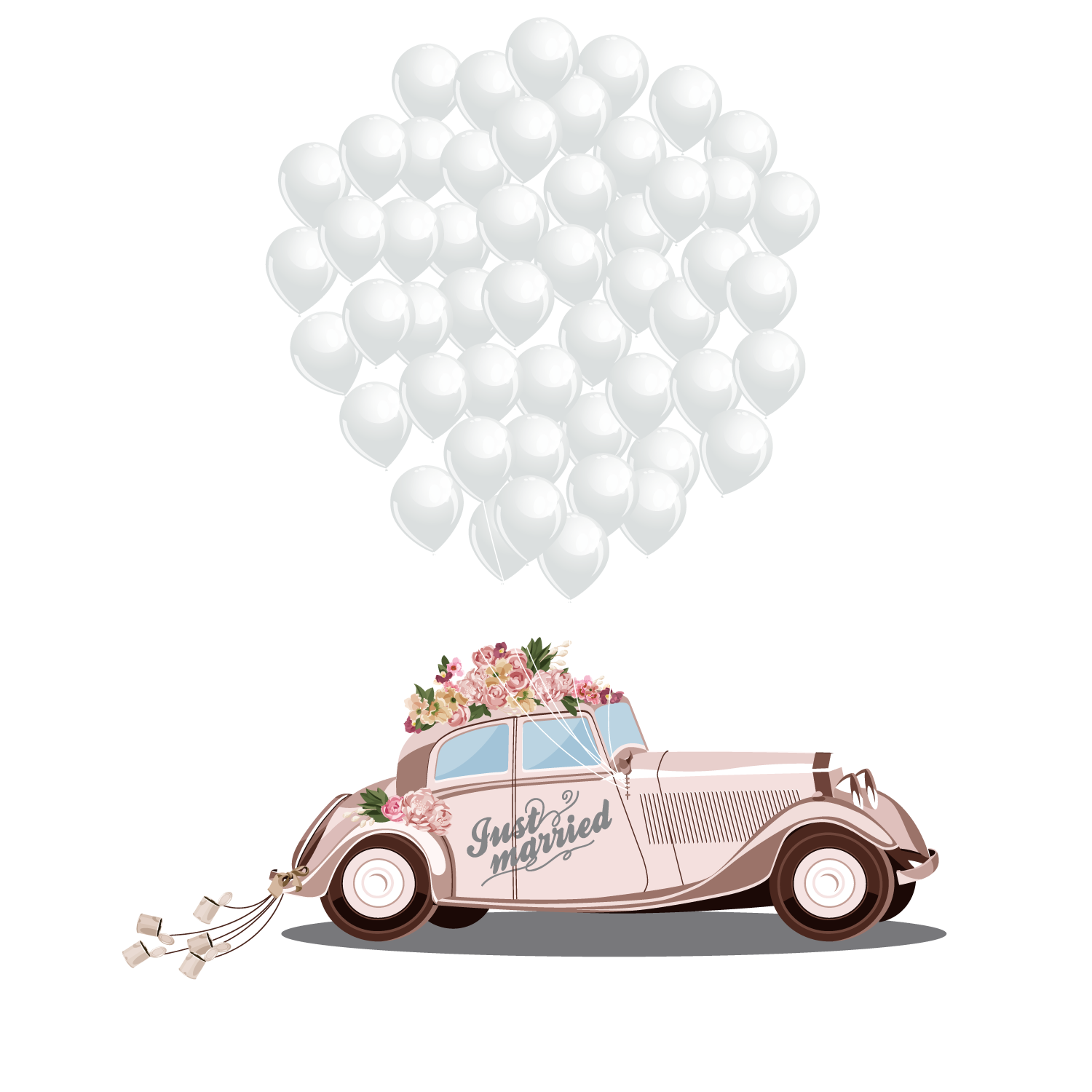 Romantic Car Wedding Bridegroom Marriage Invitation Cartoon Clipart