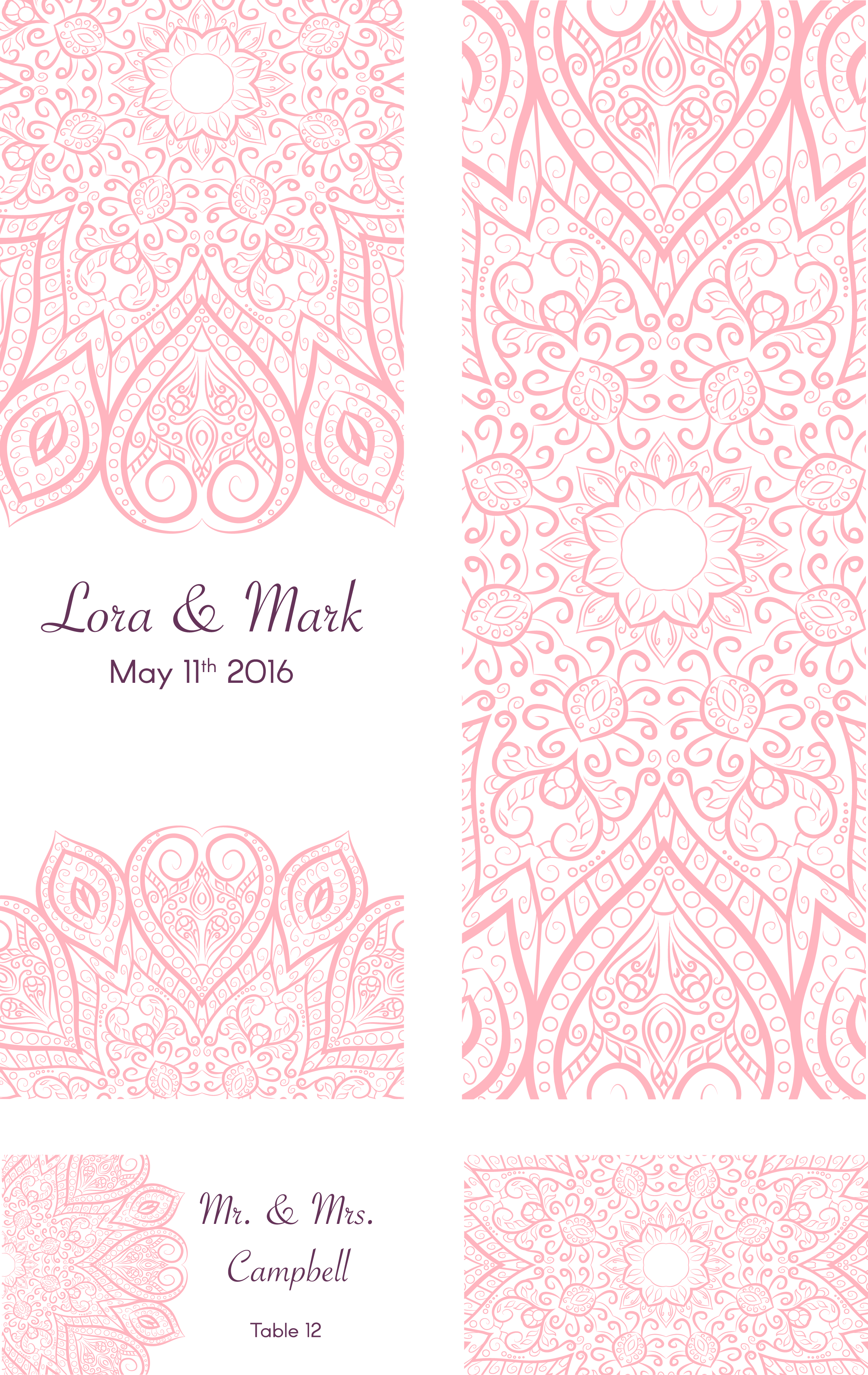 Pink Arts Romantic Pattern Invitation Visual Wedding Clipart