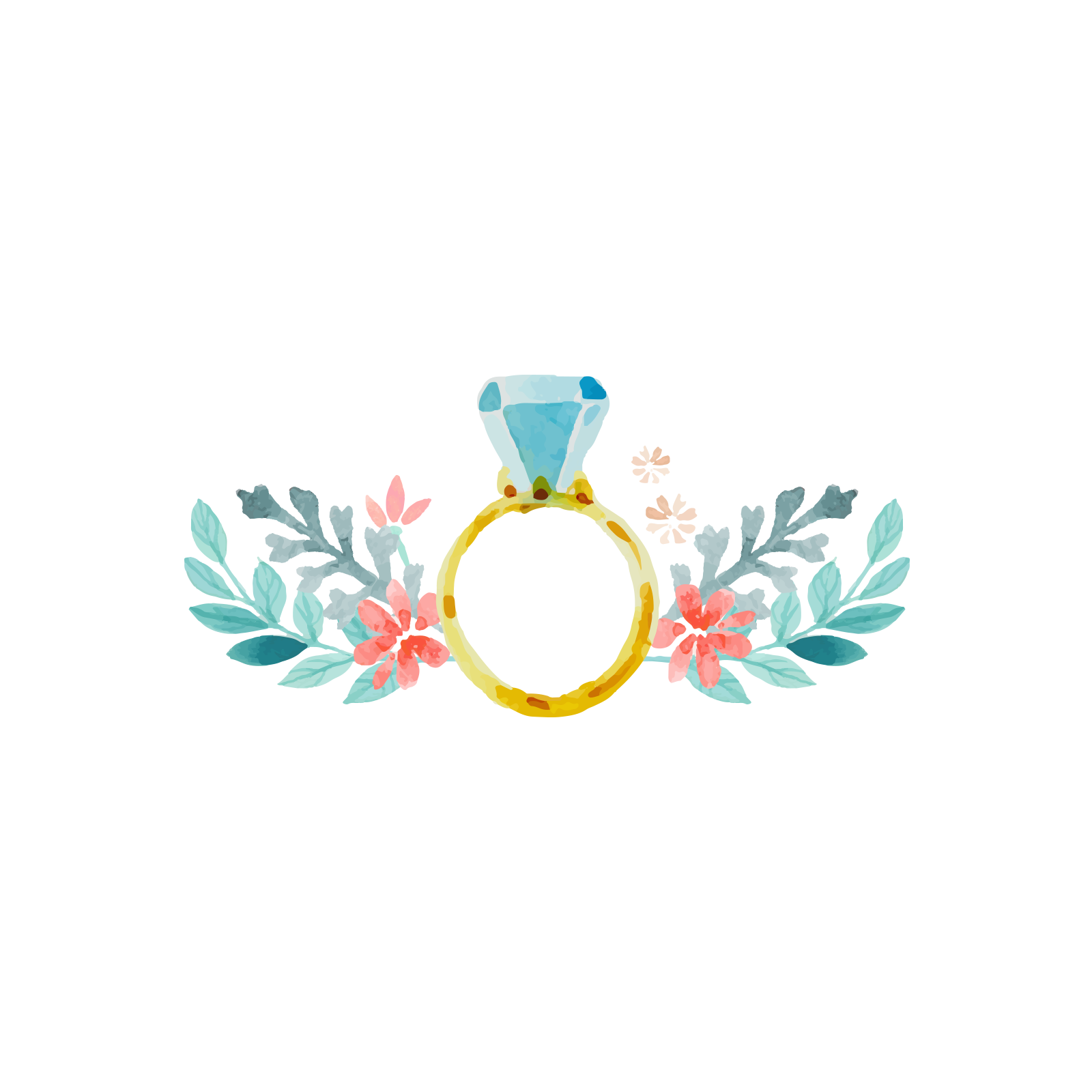 And Blue Diamond Art Leaves Wedding Rings Clipart