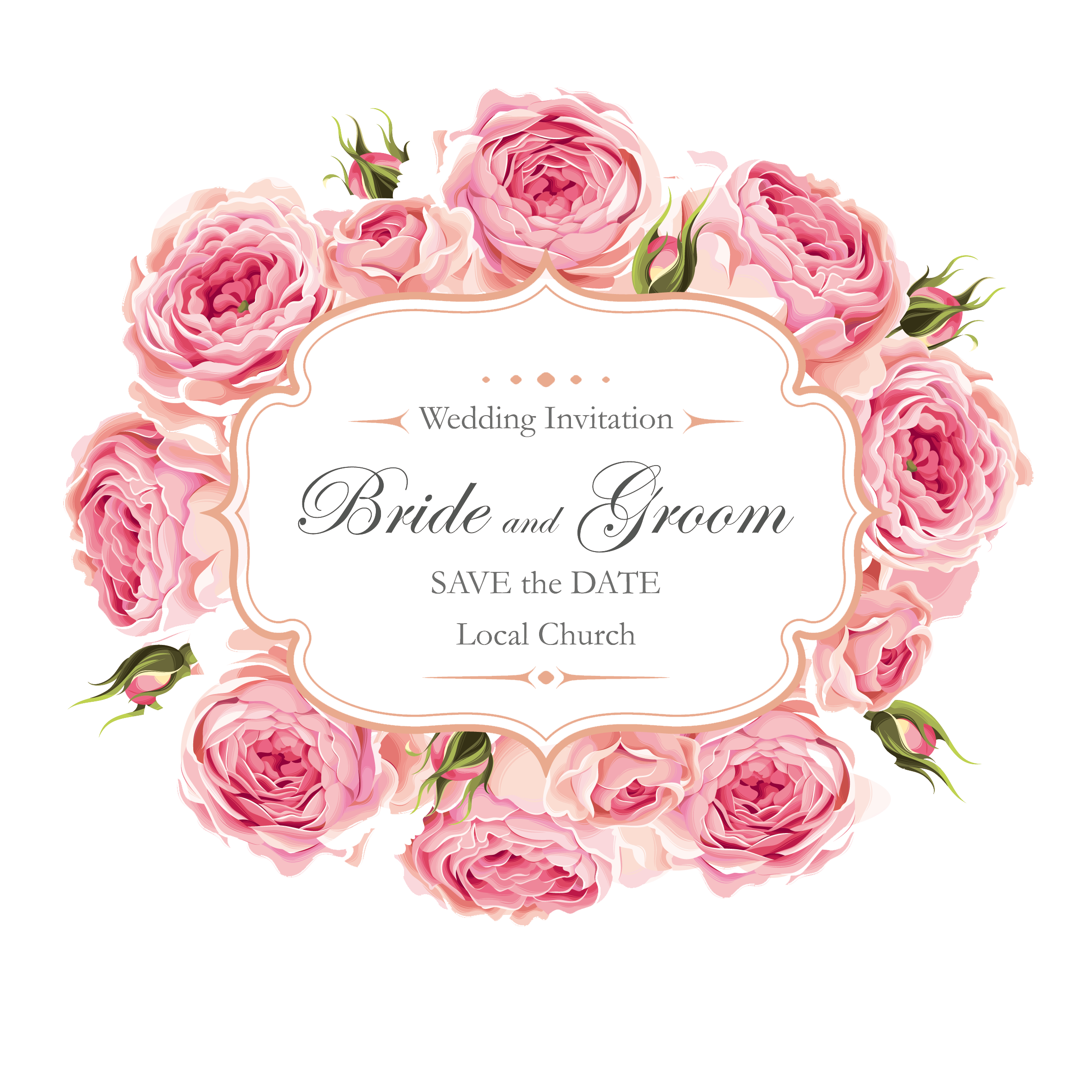 Rose Wedding Creative Roses Design Invitation Clipart