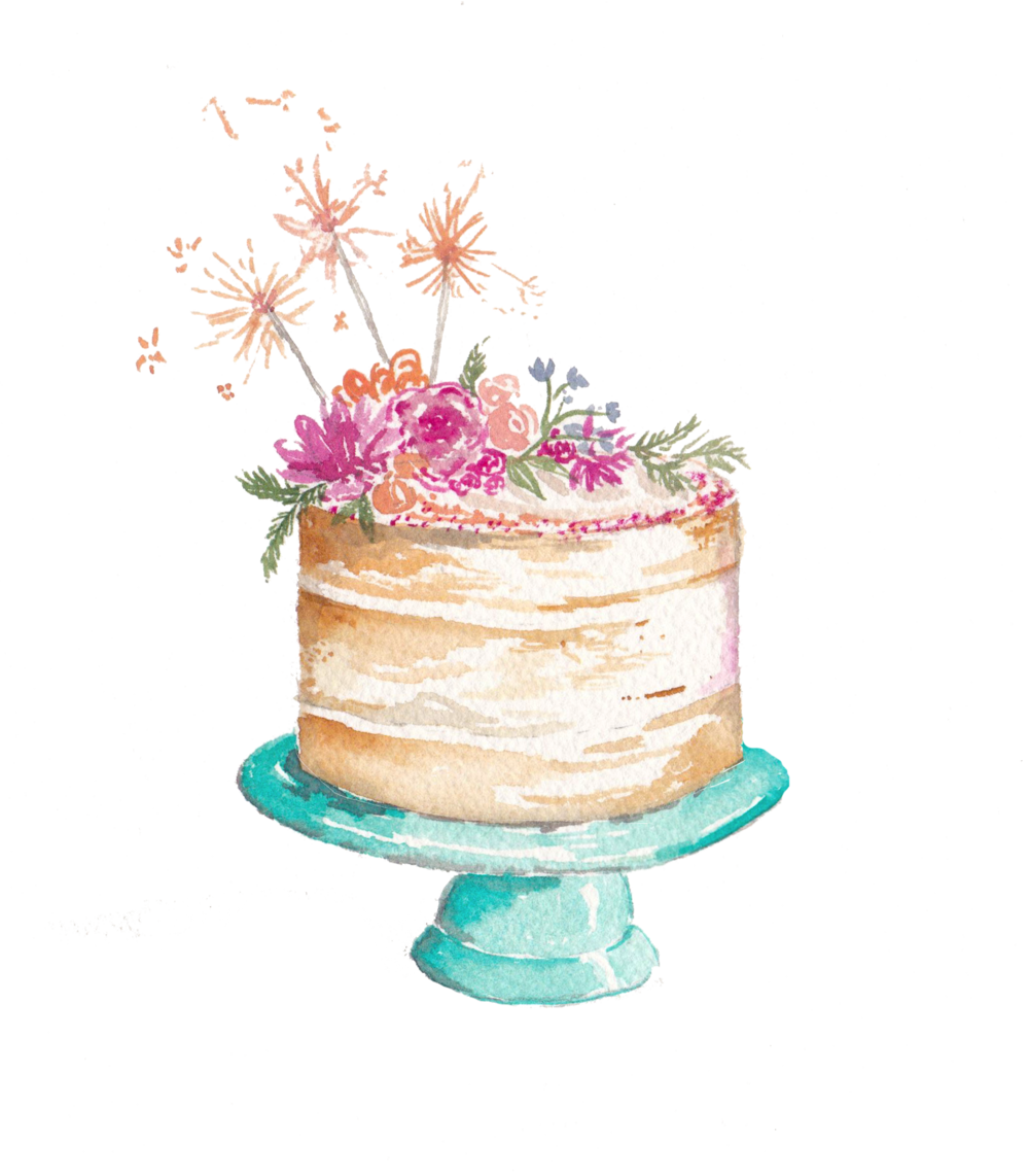 Icing Sugar Watercolor Wedding Cake Frosting Hummingbird Clipart
