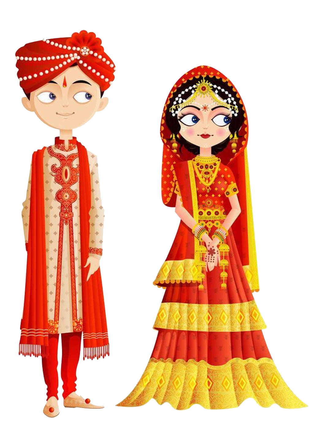 Wedding India Traditional Bride Indian Invitation Dress Clipart