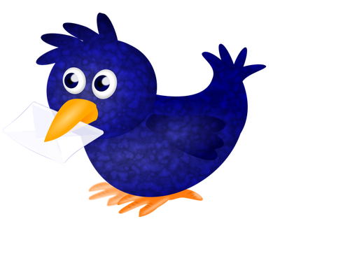 Image Of Twitter Bird Carrying A Letter In Its Beak Clipart