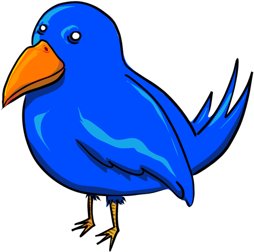 Blue Bird With Strange Eyes And A Big Yellow Beak Clipart