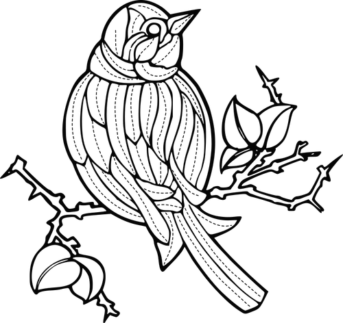 Of A Bird With Embroidery Pattern Clipart