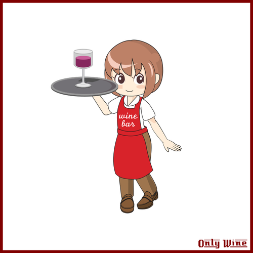 Waitress With Wine Clipart
